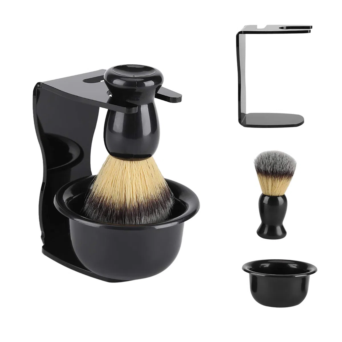 Kit de Blaireau de Rasage pour Homme 3 en 1 Ensemble de Blaireau et Bol de Rasage Support de Support de Rasoir de s¨¦curit¨¦ Traditionnel Humide Proche kit de Rasage Hommes Manuel Outil