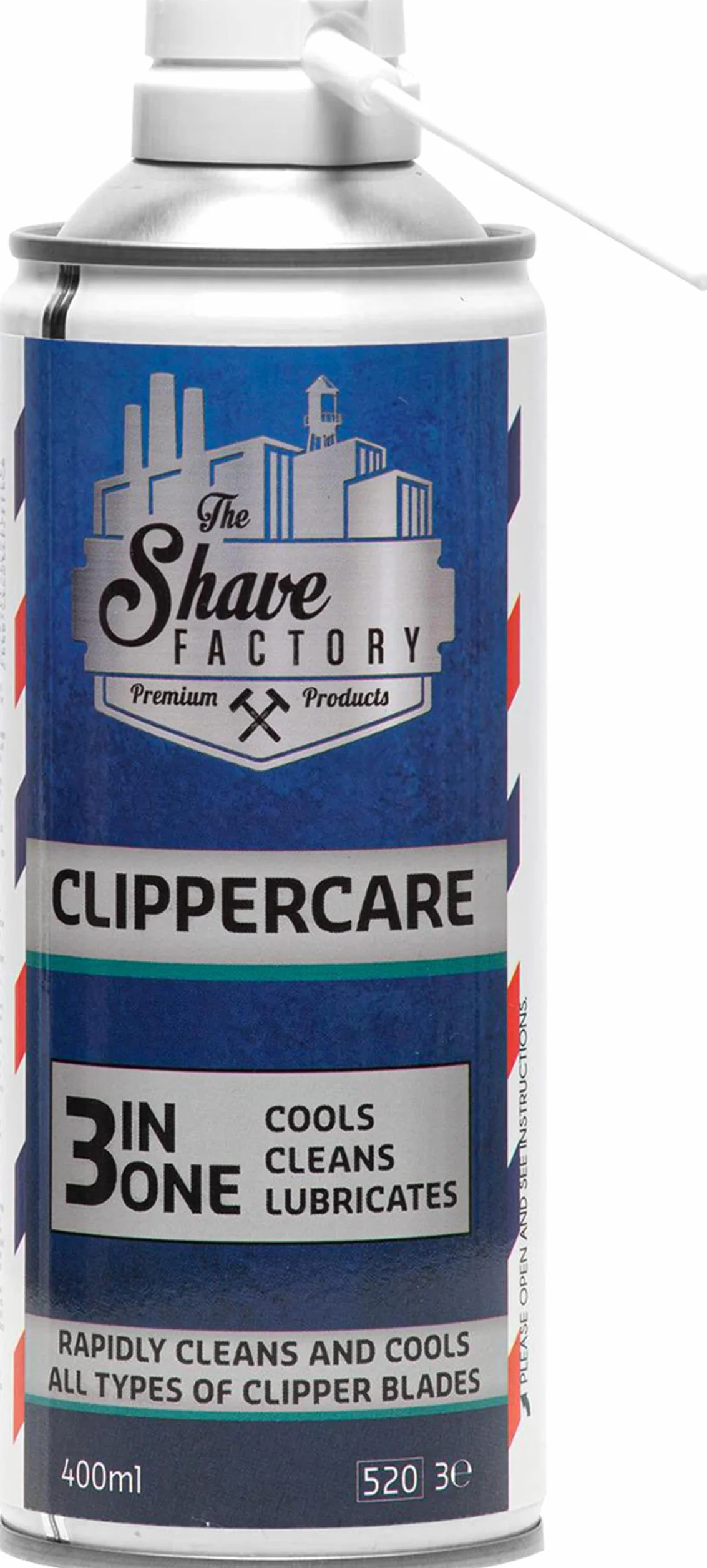 The Shave Factory Clipper Spray 3 en 1 Clippercare pour barbiers – Solution de lubrification, de refroidissement et de nettoyage de qualité professionnelle pour une performance optimale de la tondeuse