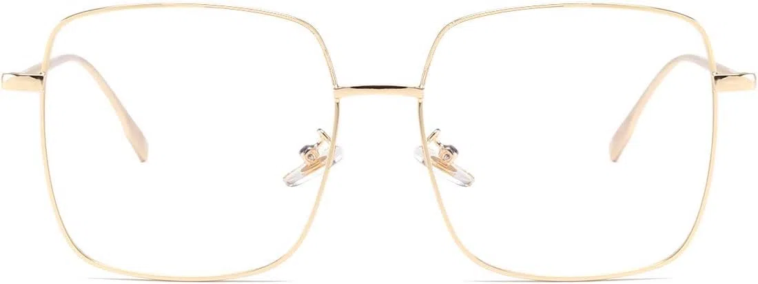 Dollger Lunettes Anti Lumière Bleue Lunettes Bloquant la Lumière Bleue Carré Métal Lunettes Grand Cadre Anti Lumière Bleue PC TV Gaming