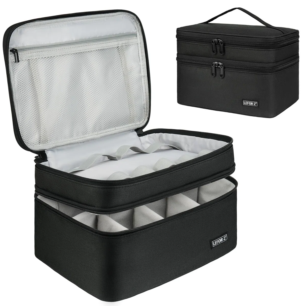 LEFOR·Z Boite a Medicaments Rangement,Double Couche,Sac de Rangement Vide avec Fermeture éclair Verrouillable et Séparateur Réglable,étui de Transport pour Médicaments,Pilules,Vitamines