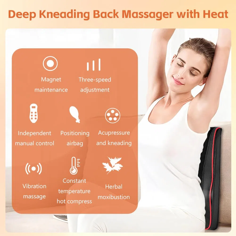 Aolso Masseur de Nuque avec Chaleur, Masseur de Dos Shiatsu avec Chaleur Appareil de Massage Shiatsu 3D Les épaules Les Maux de Dos, Cadeaux pour Femmes et Hommes(Avec télécommande B)