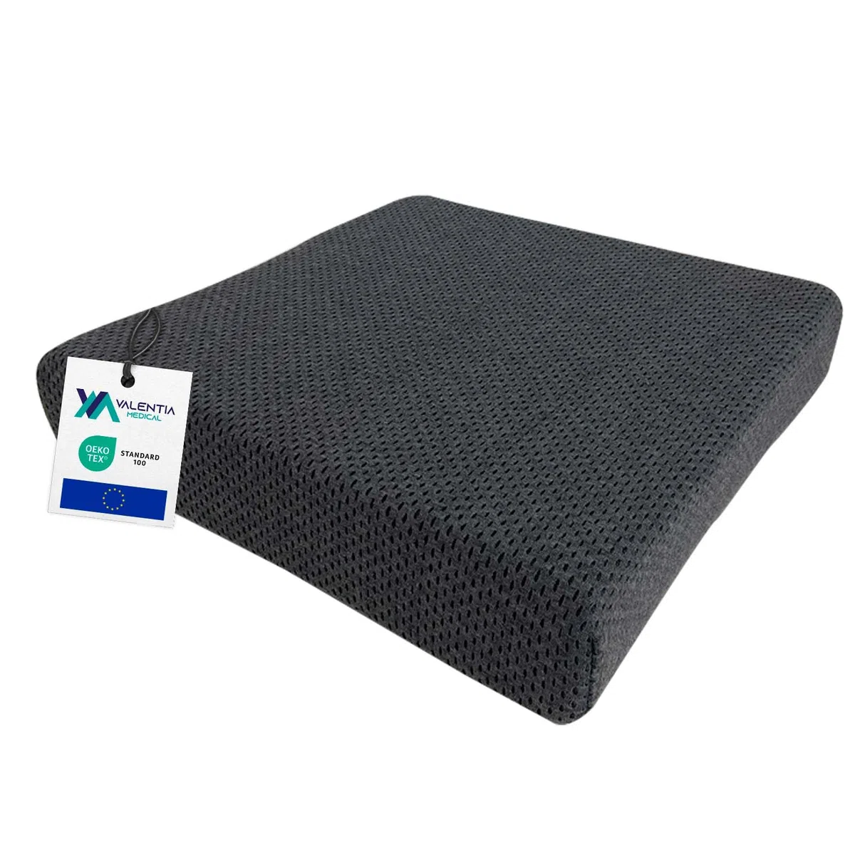 Coussin Anti Escarres Fessier Mousse HR 42x42x8 avec Memoire Forme - Coussin Coccyx, Coussin Fauteuil Roulant - Coussin Orthopédique Fessier - Double Housse Lavable