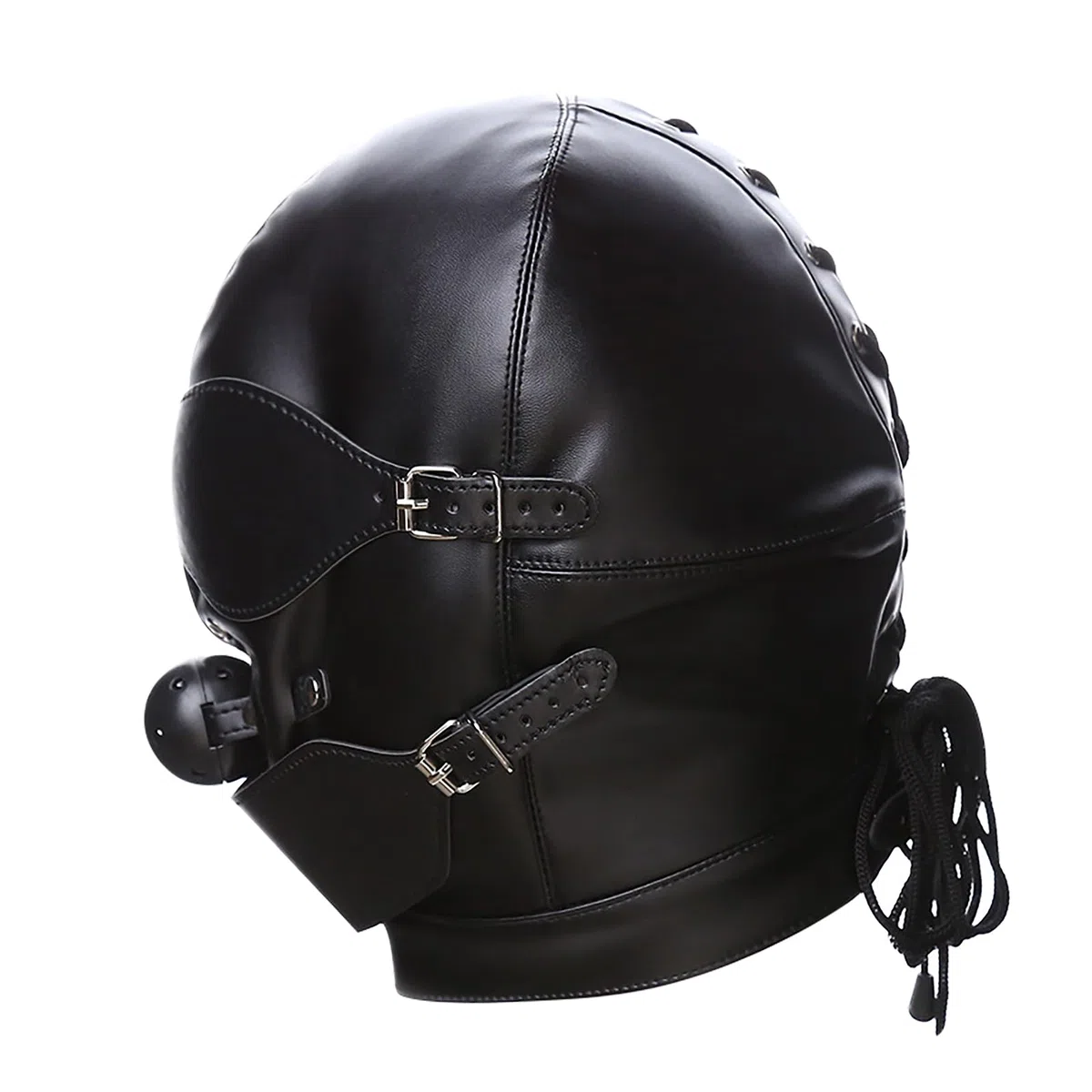 RUIXIA Cagoule Sexy en Faux Cuir Noir Cagoule BDSM avec Bâillon Amovible et Masque des Yeux Rétractable Capuche de Tête de Déguisement pour Couple,Jeux,Carnaval,Boîte de Nuit