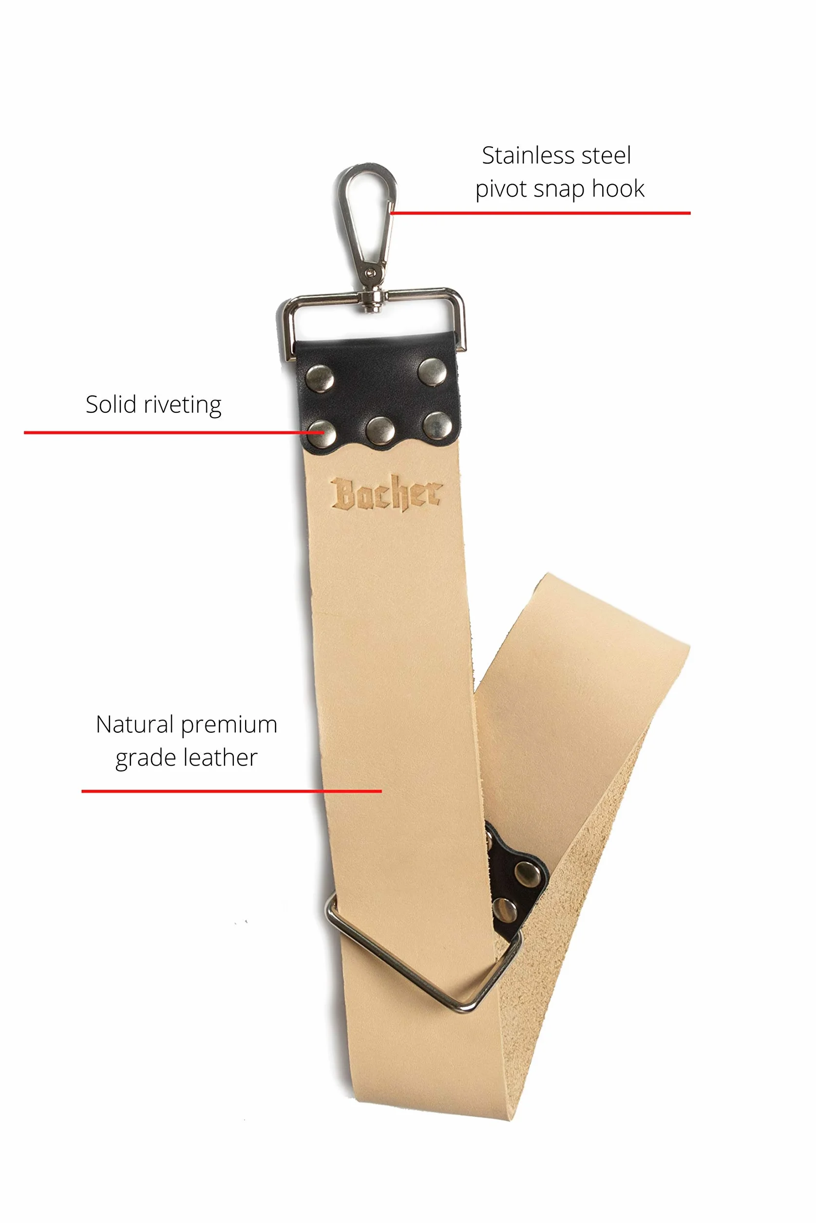 Bacher Strop en Cuir pour Rasoir kit avec composés (Regular: 56.5x5 cm)