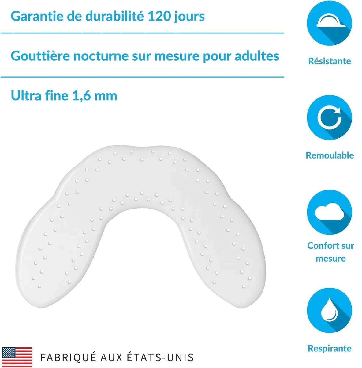 SOVA Aero Night Guard – Gouttière Dentaire contre le grincement nocturne/bruxisme - Protège-dents ajustable - 1.6mm - Remodelable jusqu'à 20 fois - Pour adultes - Avec son étui