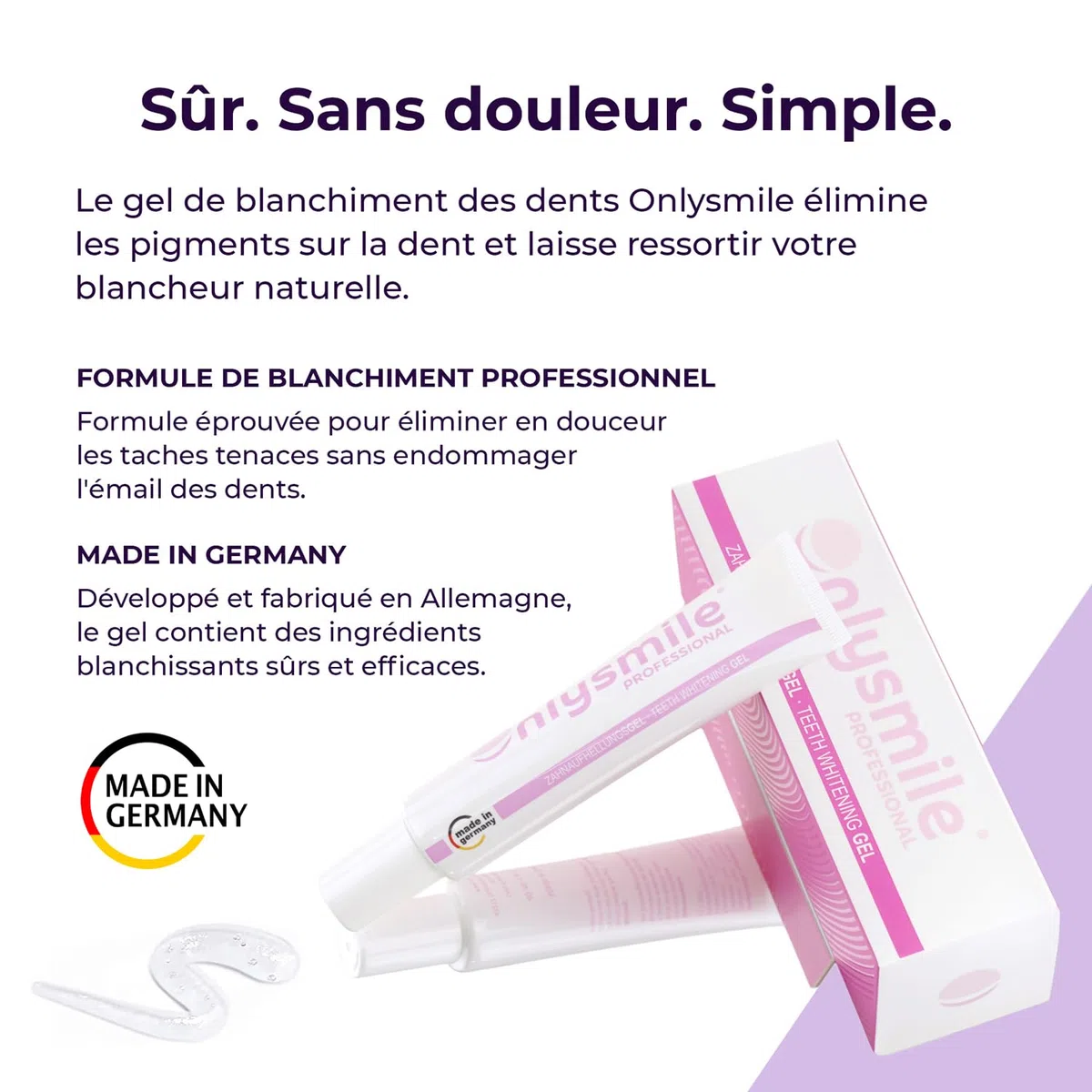 OnlySmile Gel de Blanchiment Dentaire à Domicile (40 ml) – Lauréat du Test 2025, Gel Blanchissant pour Dents Sensibles, Résultats Visibles en 5 Jours, Compatible avec Gouttières et LED