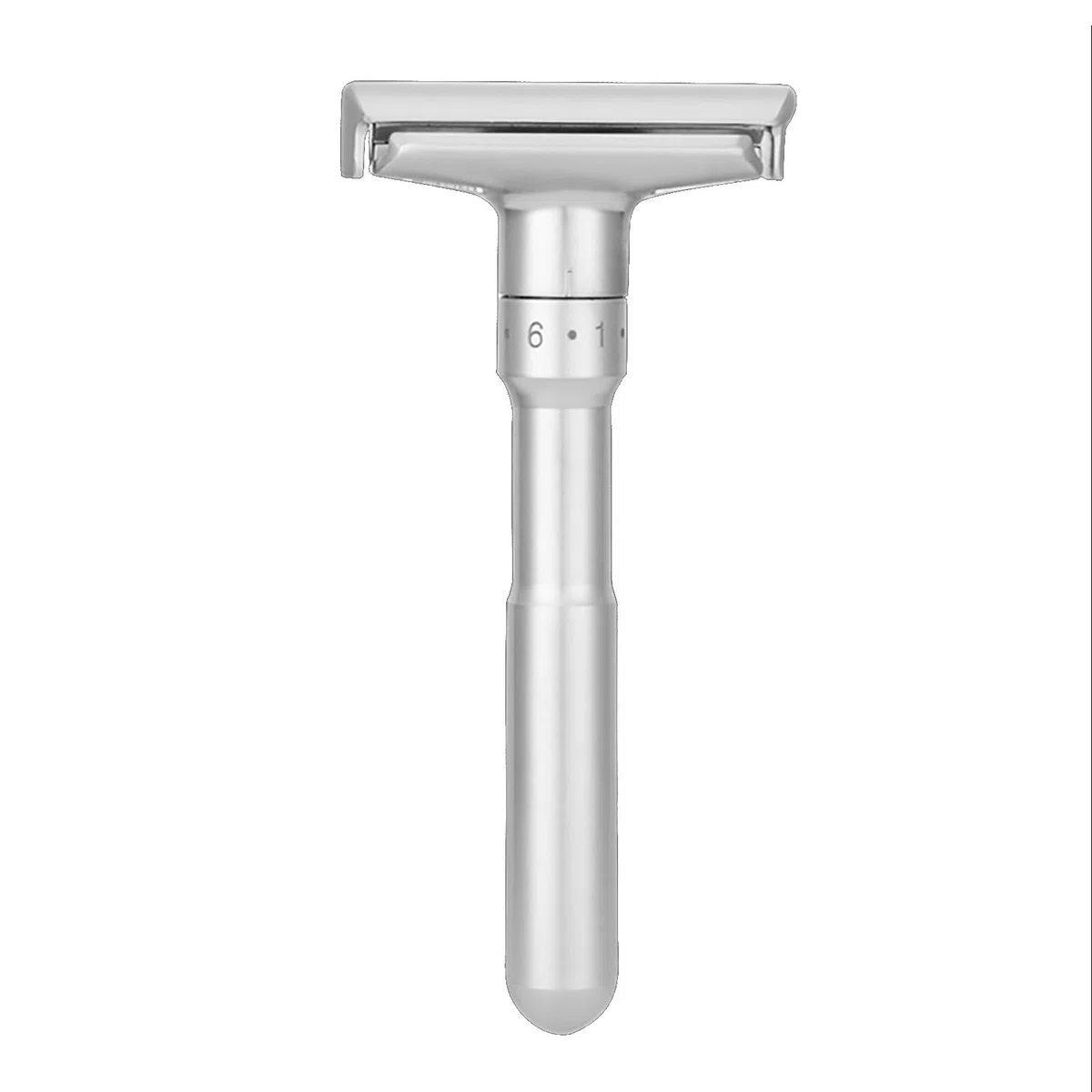 Yinhing Ensemble de Couteaux de Rasage Professionnels pour Hommes avec 5 Lames de Rechange à Double Tranchant, Rasoir de sécurité Ouvert, Tranchant Réglable, Alliage de Zinc Argent