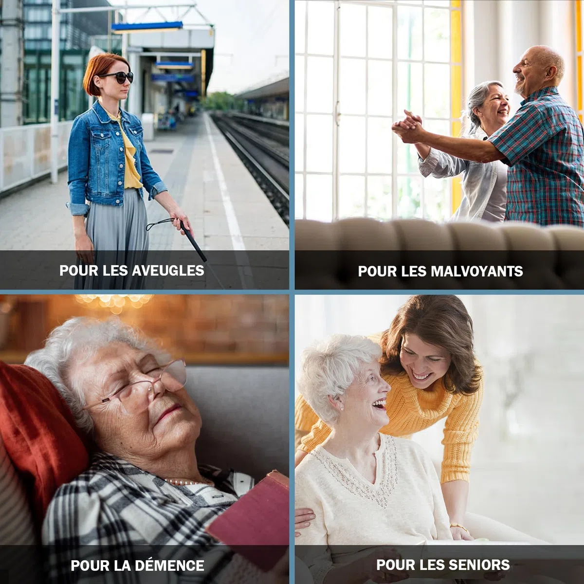 Hearkent Montre Parlante pour Aveugle Francais Femme Grands Chiffres | Voix Française Claire Heure, Date, Alarme, Rappel Médicaments pour Personnes Âgées, Sangle en Nylon Réglable