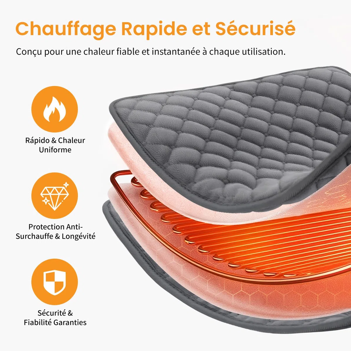 Coussin Chauffant Électrique 40x80cm avec Arrêt Automatique et 6 Niveaux de Température, pour le Dos, la Cervicales et les Épaules, Lavable en Machine, Le Cadeau Réconfortant pour Parents ou Épouse