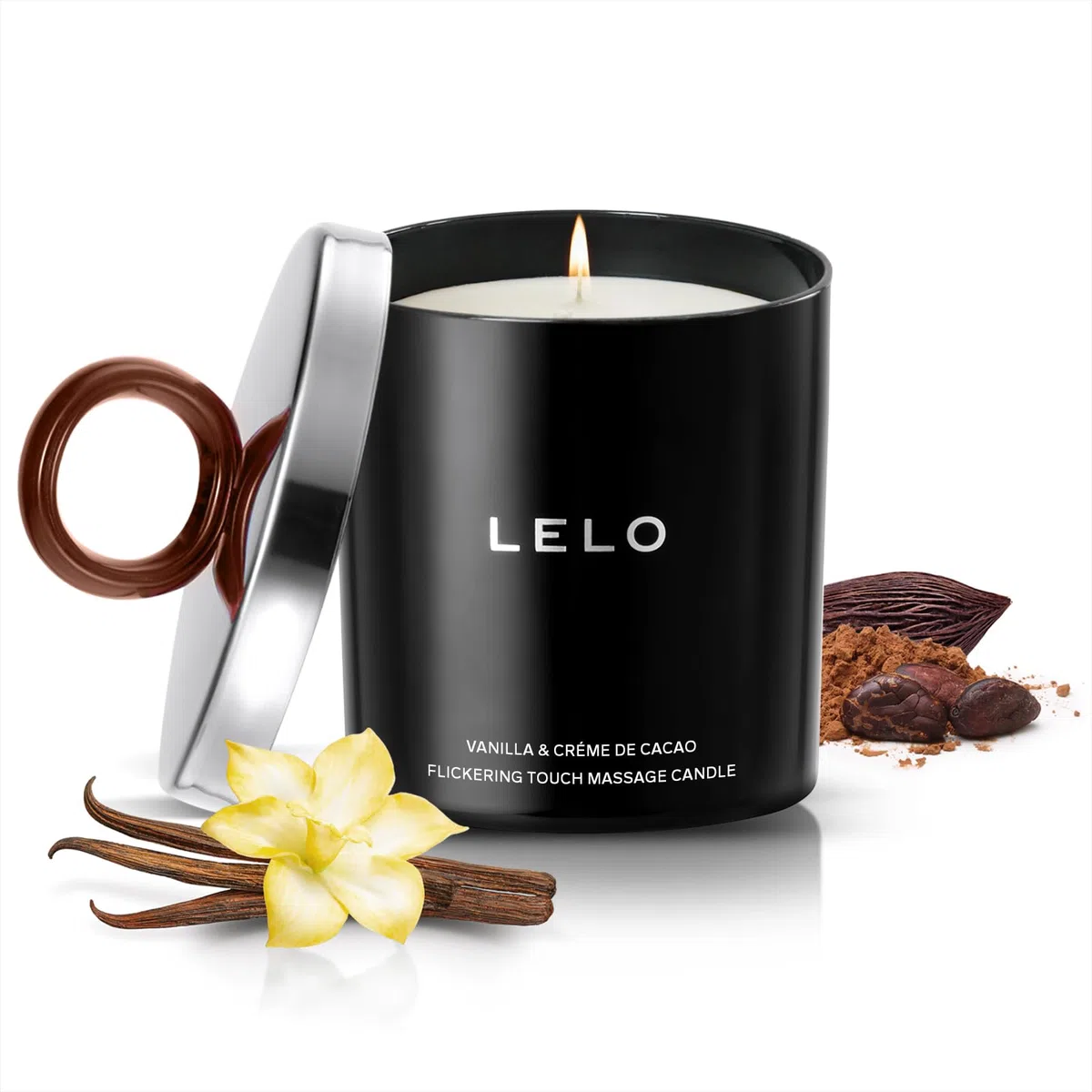 LELO Bougie de Massage Flickering Touch - Fond en Huile, Parfumée, Corporelle - Luxueux Traitement de la Peau - Parfum Vanille & Crème de Cacao