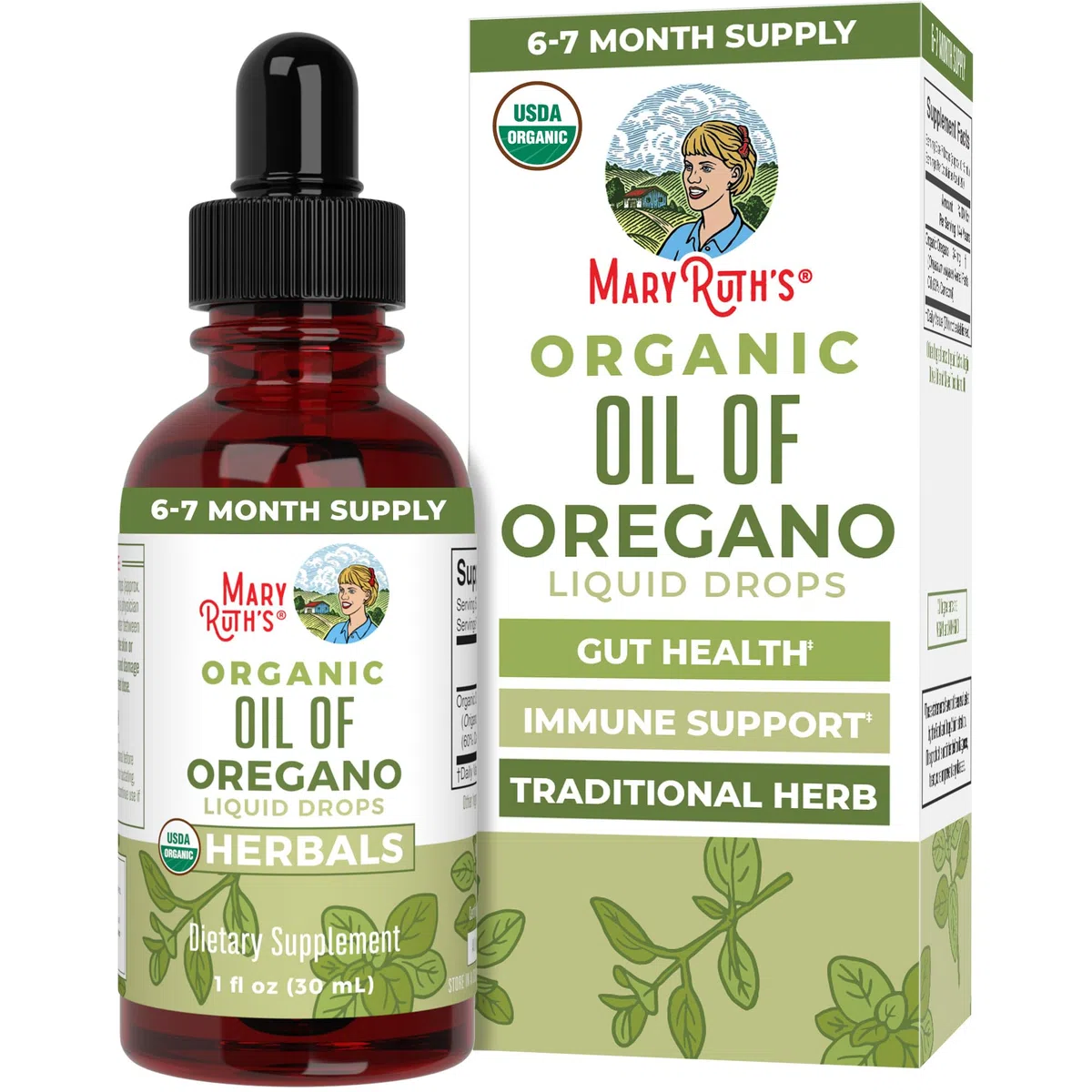 MaryRuth Organics, Oil of Oregano Drops, Huile d'Origan Végétalienne en Gouttes, 30ml, Testé en Laboratoire, Végétarien, Sans Gluten, Sans Soja, Sans OGM