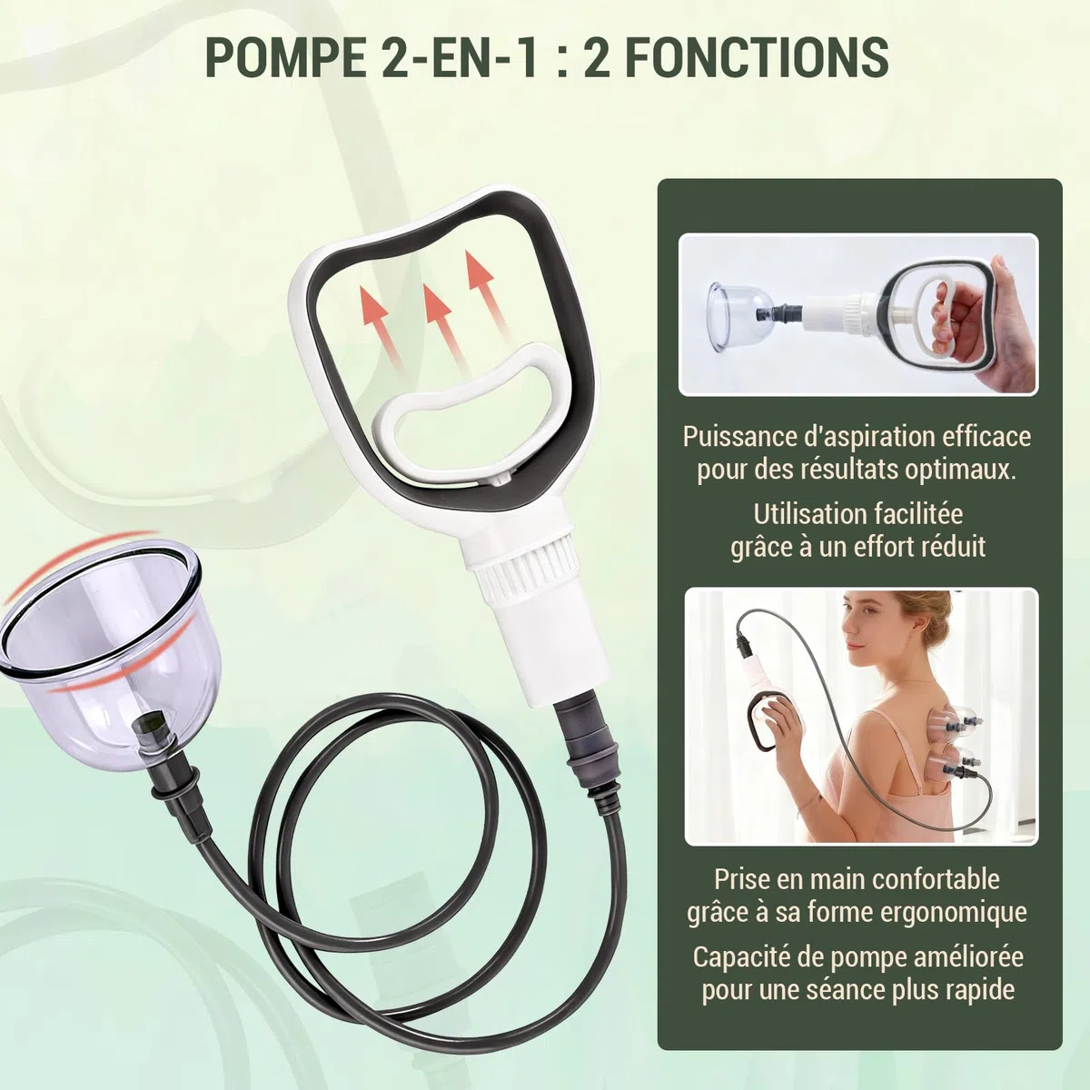 Kit de 24 Ventouses Thérapeutiques, ventouse massage anti-cellulite et relaxation musculaire，ventouse hijama comprenant aiguilles d'acupression amovibles, pompe à vide, tuyau d'extension