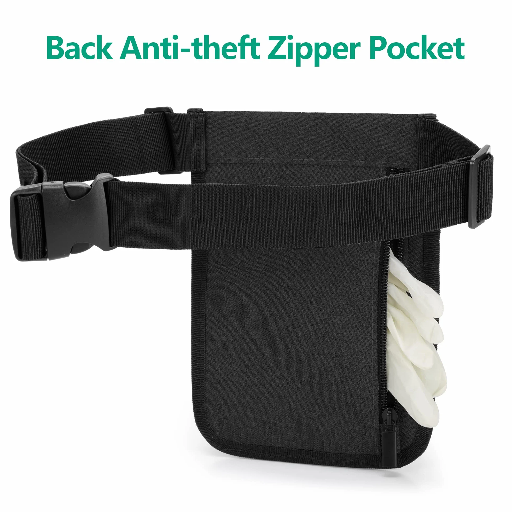 Trunab Sac Banane pour Infirmière avec Porte-Ruban et Plusieurs Compartiments, Kit Infirmiere avec Sangle de Taille Réglable,Convient à Ciseaux, Gaze et Autres Fournitures Médicales, Noir
