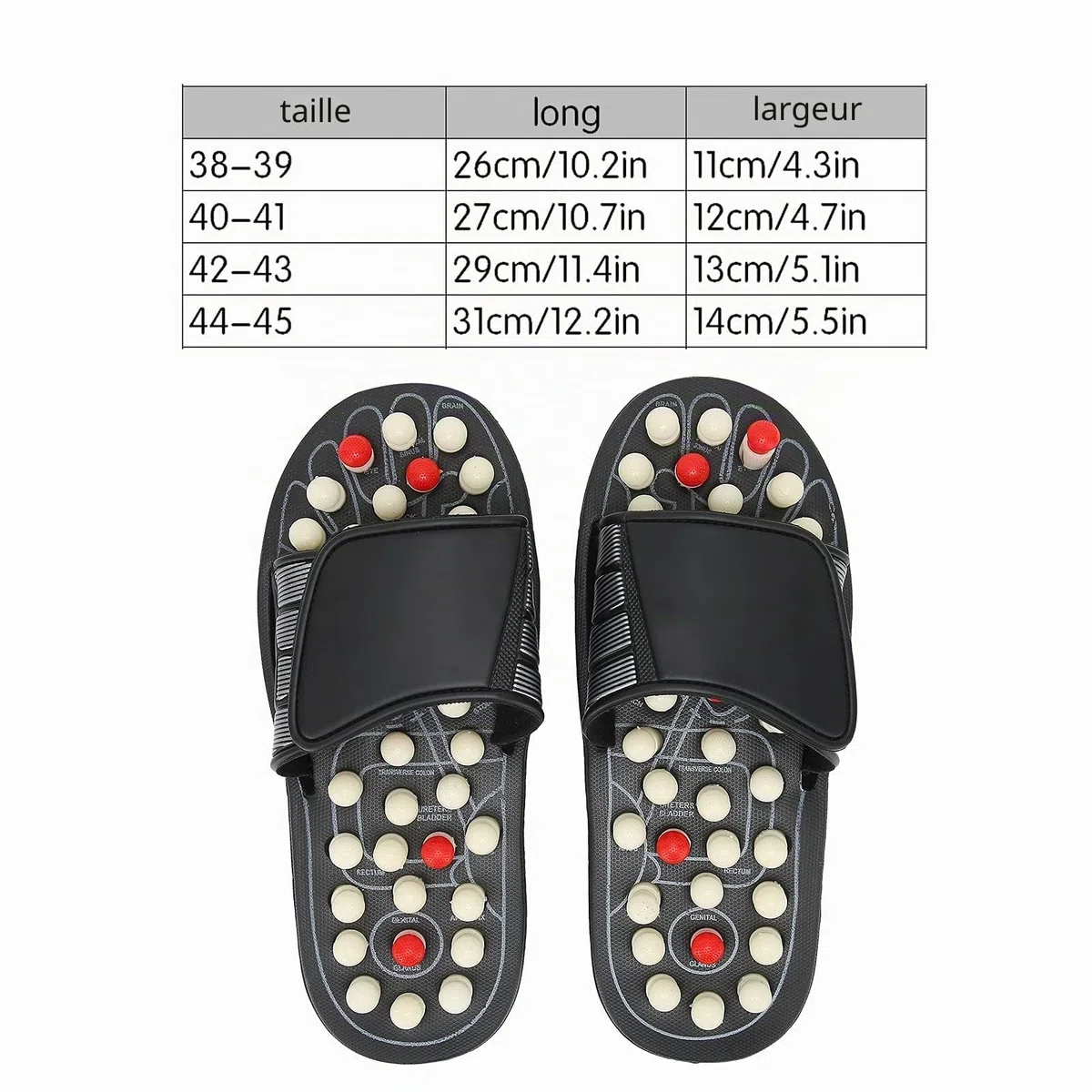 Pantoufles De Masseur De Pied Pantoufles D'Acupression Chaussons De Massage D'Acupression Chaussures De Reflexologie Pantoufles De RéFlexologie Pour La Douleur De Soulagement Du Stress Outils (42-43)