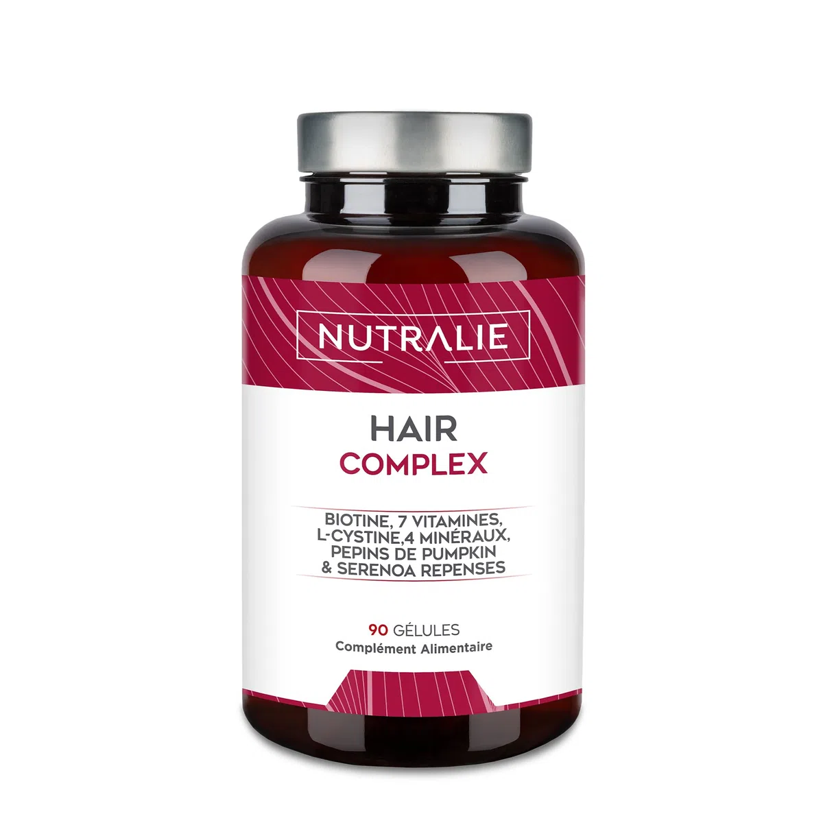 Vitamine Cheveux - [PRIX 2022] Biotine + Zinc + Sélénium + L-Cystine - Hair Complex Femme et Homme - 90 Gélules Végétariennes Nutralie