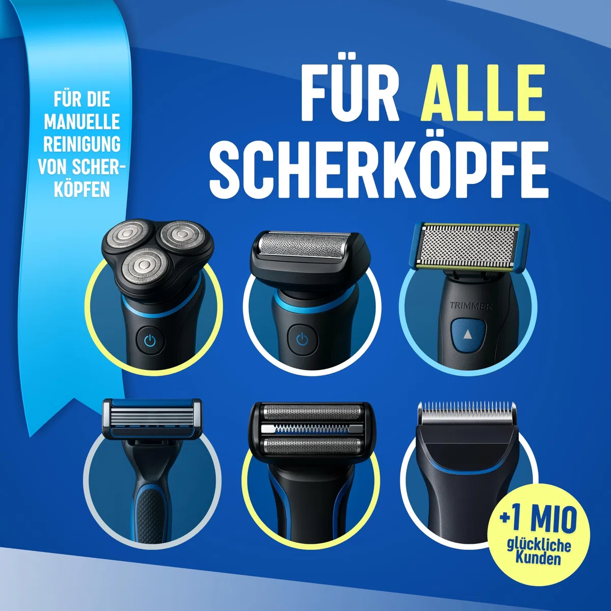 Die Seifenblase | 3 x 100 ml de nettoyant pour tête de rasage pour rasoirs et têtes de rasage de toutes sortes – Spray avec tête de pulvérisation pour application sur tondeuse