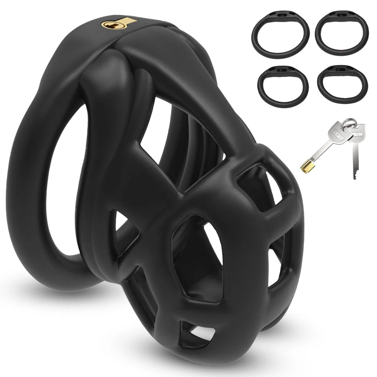 Chastity Cage avec 4 Cock Rings,Cages de Chasteté Pour Punition Sextoyse Couple,Homme Cock Bondage BDSM Sex toys (M)
