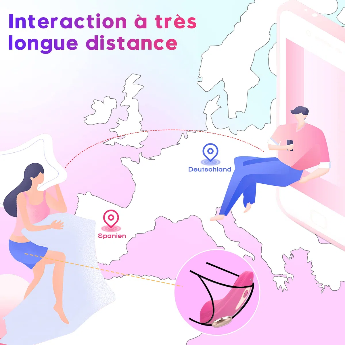 Jahuno Vibromasseurs feminin portable avec APP, Sex toýs oeuf vibrateur pour couple à distance avec 10 modes pour son clitoris vaginal, vibrant sans fil clitoridien, Rose