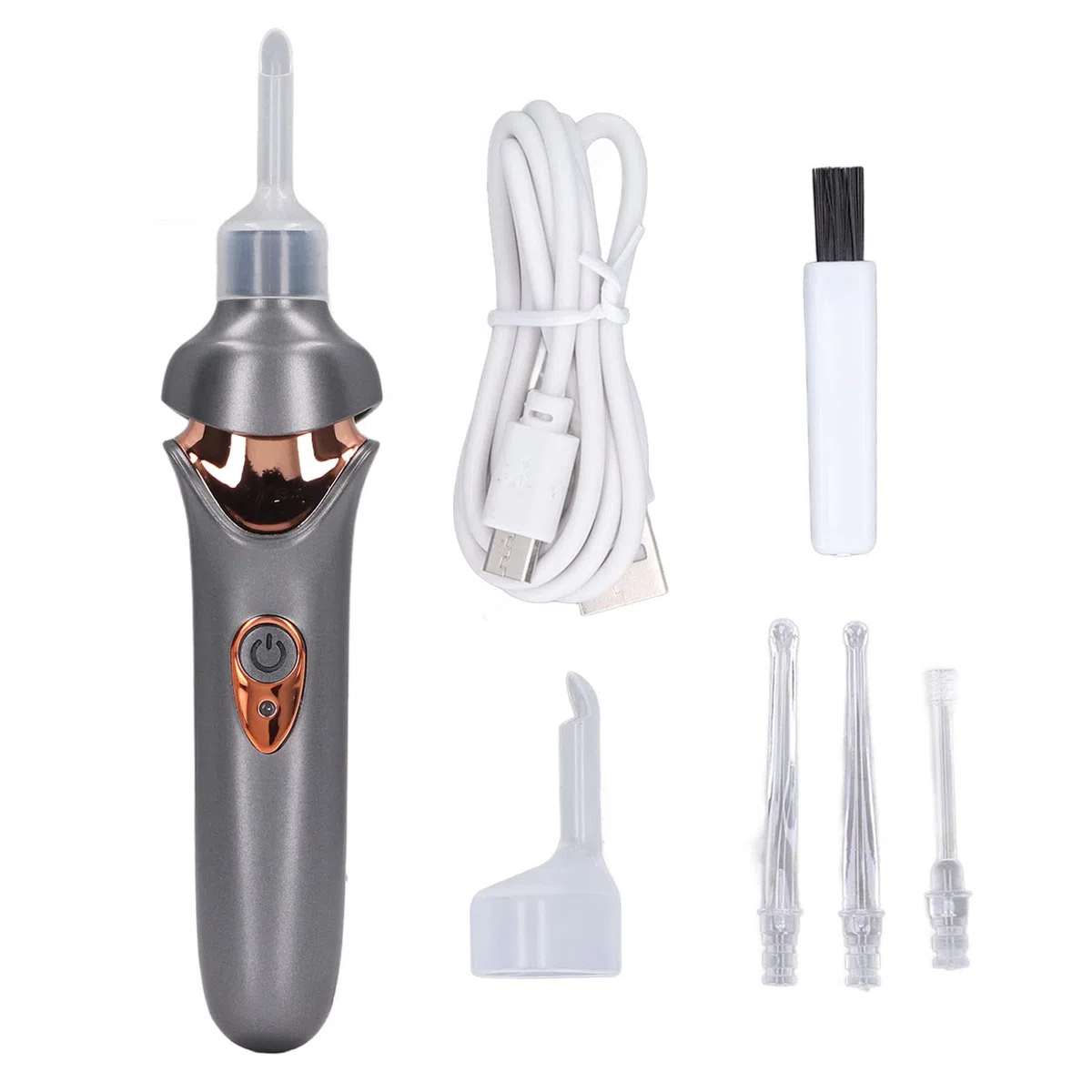 Aspirateur D'oreille électrique avec Lumière LED, Outil de Chargement de la Cire D'oreille, Outil de Déchargement de la Cire D'oreille, Aspirateur D'oreille, Kit D'élimination du (Noir)