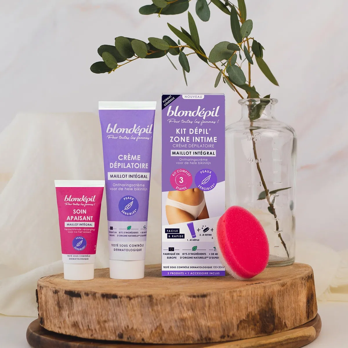 Blondépil - Lot de 2 Creme epilatoire femme partie intime. Creme depilatoire femme zones intimes. Peaux sensibles. 81% d’ingrédients d’origine naturelle. Made in Europe. 2x 25ml