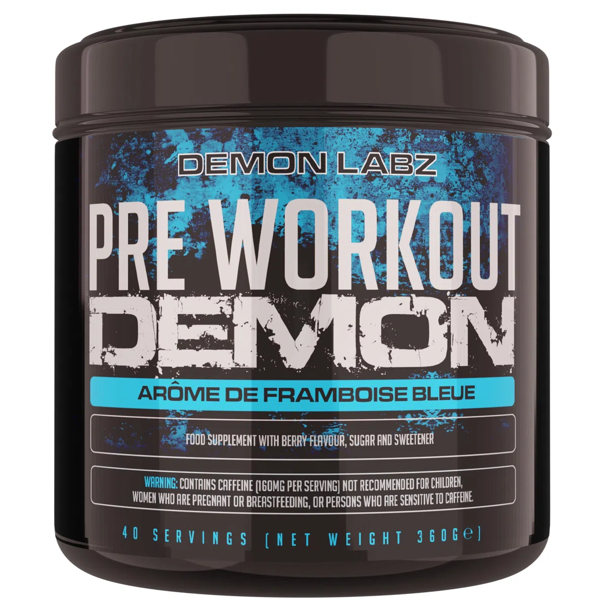 Pre Workout Demon - Pré-Entraînement Créatine (Framboise Bleue, 360g) | Booster pré-entraînement en poudre avec 160mg de caféine par dose, créatine, bêta-alanine, citrulline, glutamine et taurine