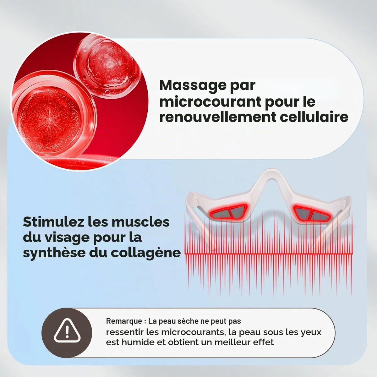 Yeux - Lunettes de thérapie à la lumière rouge avec 3 niveaux de micro-courant - Appareil de beauté revitalisant pour les cernes, les ridules et les rides - Soulage la fatigue oculaire