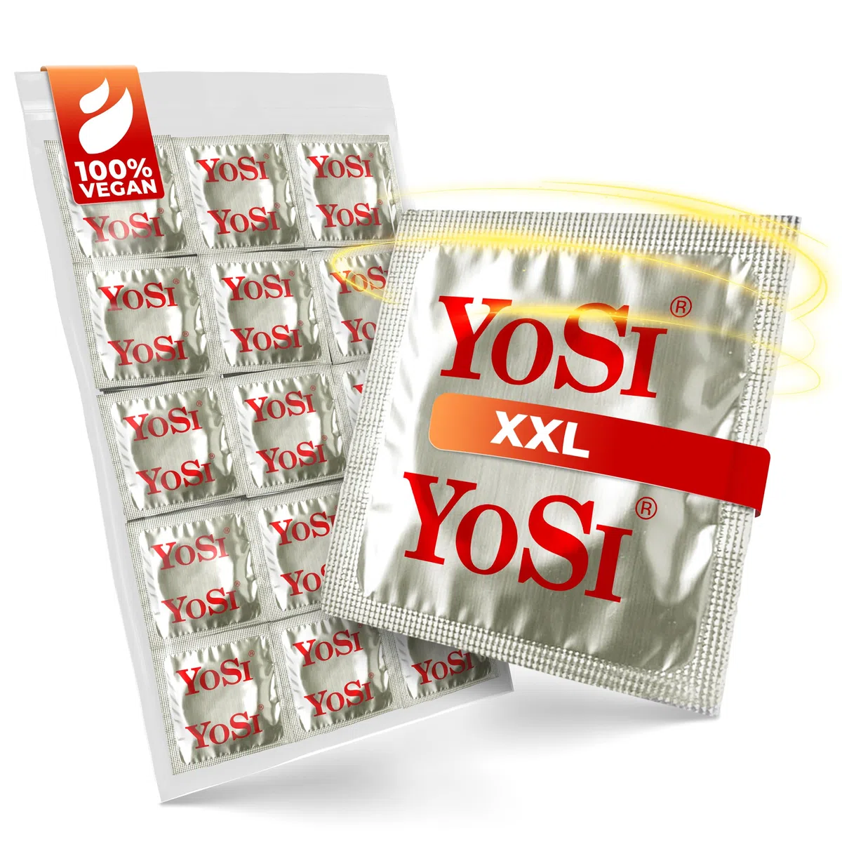 100 préservatifs de marque YOSI « XXL » plus d’espace - 56 mm de largeur - préservatifs extra larges, pour une expérience naturelle et intense - XXL - 100 pièces (2 x 50 pièces)