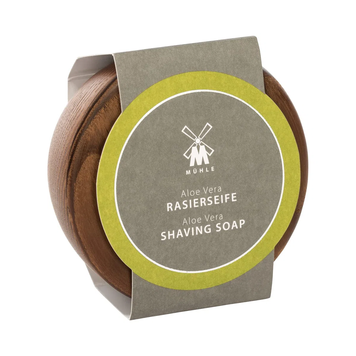 MÜHLE Kit de savon à raser - Bol en bois avec savon à raser - Aloe Vera pour peaux sensibles - Végétalien, doux et nourrissant - 65 g