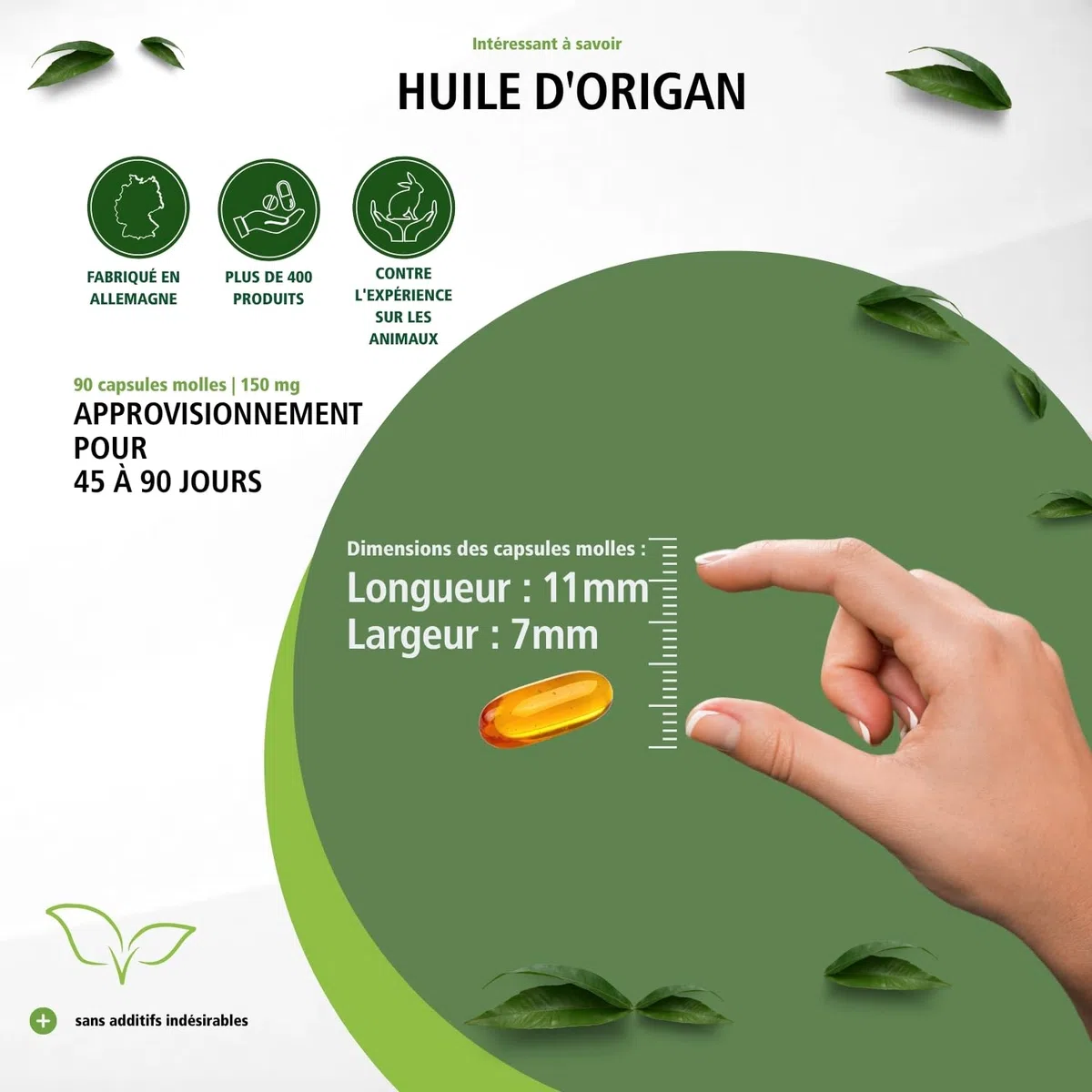fairvital Gélules d'huile d'origan 150mg, 90 gélules molles, faciles à avaler, HAUTEMENT DOSÉES, extrait d'huile d'origan 10:1, Origanum vulgare