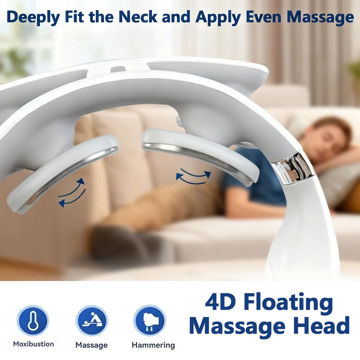 Appareil de massage électrique de la nuque avec 6 modes de massage et fonction chauffante, 16 niveaux d'intensité, masseur de cou rechargeable avec impulsions, appareil de massage portable pour les