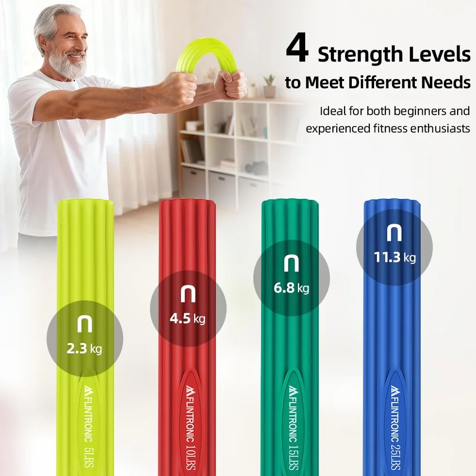 Flintronic Flex Therapy Barre de Résistance, Barres Flex Therapy, Barre de Résistance de Torsion et de Flexion, Antidérapante, pour Coudes, Poignets, Bras, Soulage la Douleur des Tendinites