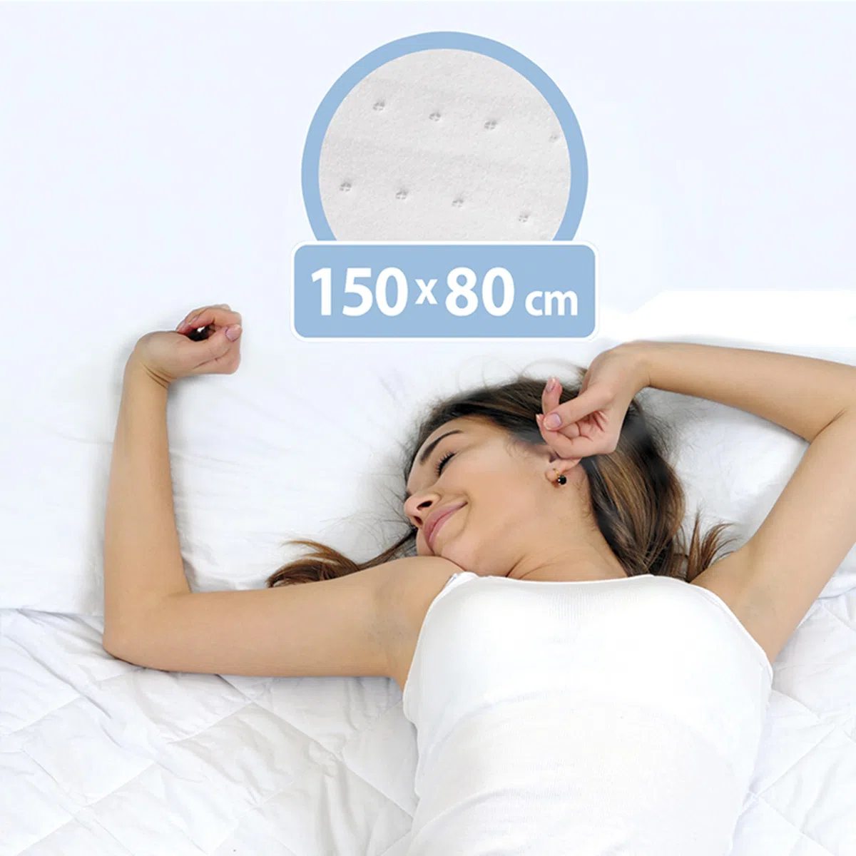 TM Electron Surmatelas Chauffant électrique pour lit Simple 60 W avec 3 Niveaux de température et arrêt Automatique. Dimensions : 150 x 80 cm, Blanc
