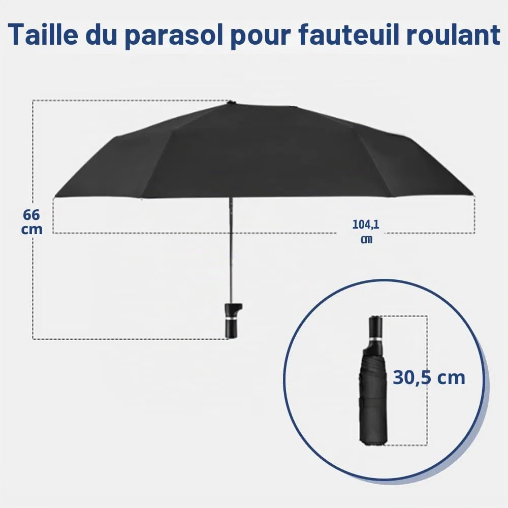 Parapluie pour fauteuil roulant avec support – Pare-soleil électrique pour fauteuil roulant – Support réglable pour parasol excentrique coupe-vent