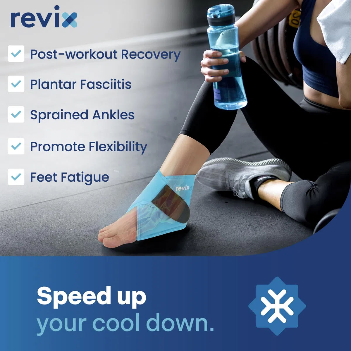 REVIX Pack de Froid pour Cheville (Lot de 2) - Gel Réutilisable à Compression Froide pour Douleurs du Pied, Enveloppe Glacée contre Gonflements, Fasciite Plantaire, Tendinite d'Achille et Entorses