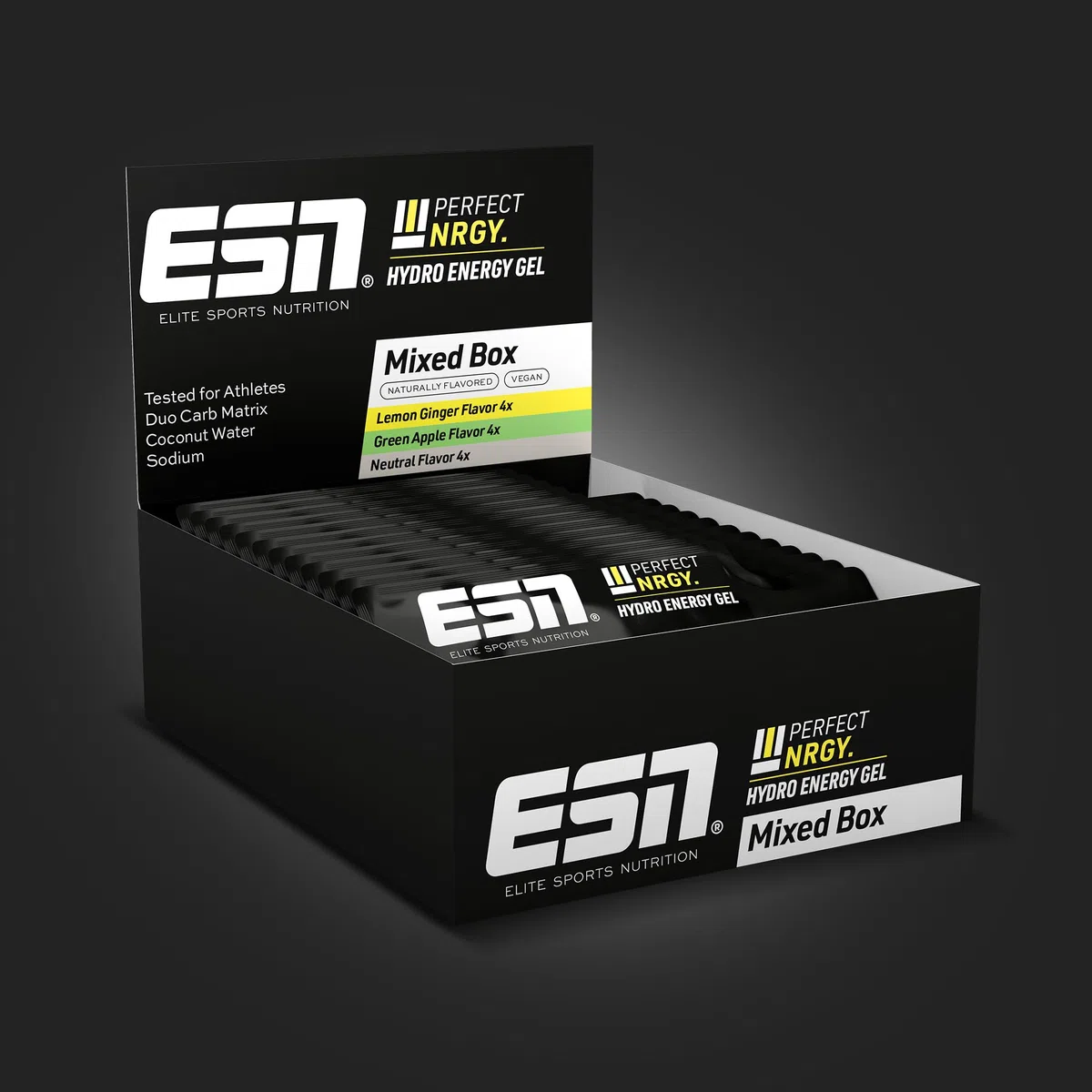 ESN Perfect NRGY, 12 x 40 ml, gel énergétique hydratant, mixte | Gel glucidique à base de dextrose, de dextrine, d'eau de coco et de sodium, sans fructose