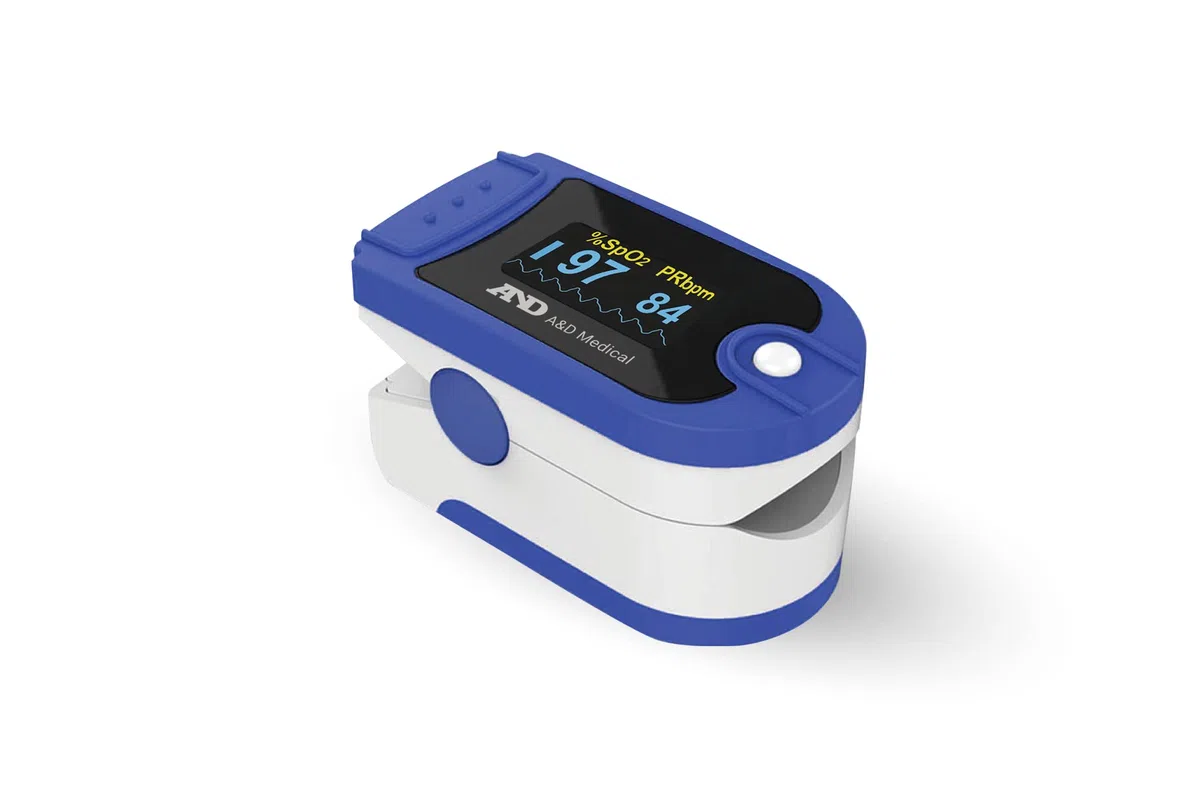 A&D Medical UP-200 - Moniteur d'oxygène sanguin approuvé - Moniteur de saturation en oxygène des doigts/Moniteur SATS SpO2 pour adultes et enfants - Oxymètre de pouls médical certifié