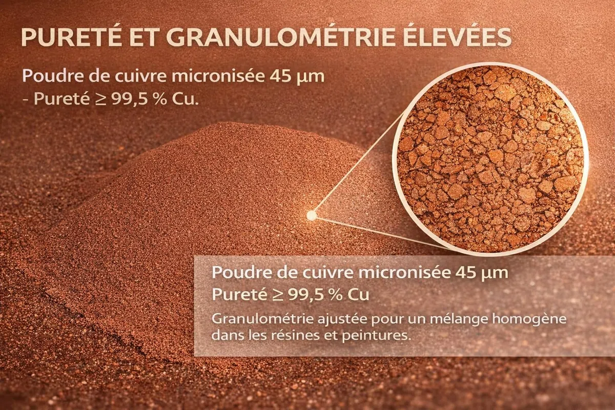 Poudre de Cuivre pureté 99,5%, 45µm (5, Kilogrammes)
