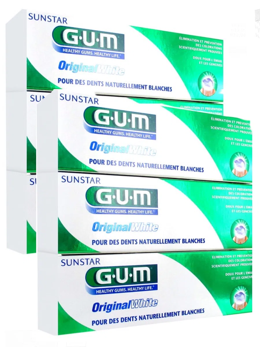G.U.M Dentifrice Blancheur Original White - Lot de 6 Tubes de 75 mL