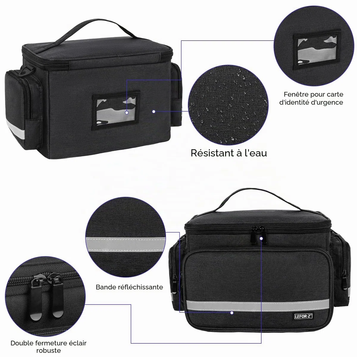 LEFOR·Z Sac Infirmiere Liberale,Malette Infirmiere Liberale avec Séparateur Amovible,Sac Medical Rangement pour étudiants en Soins Infirmiers,Thérapeutes,Médecins,Noir