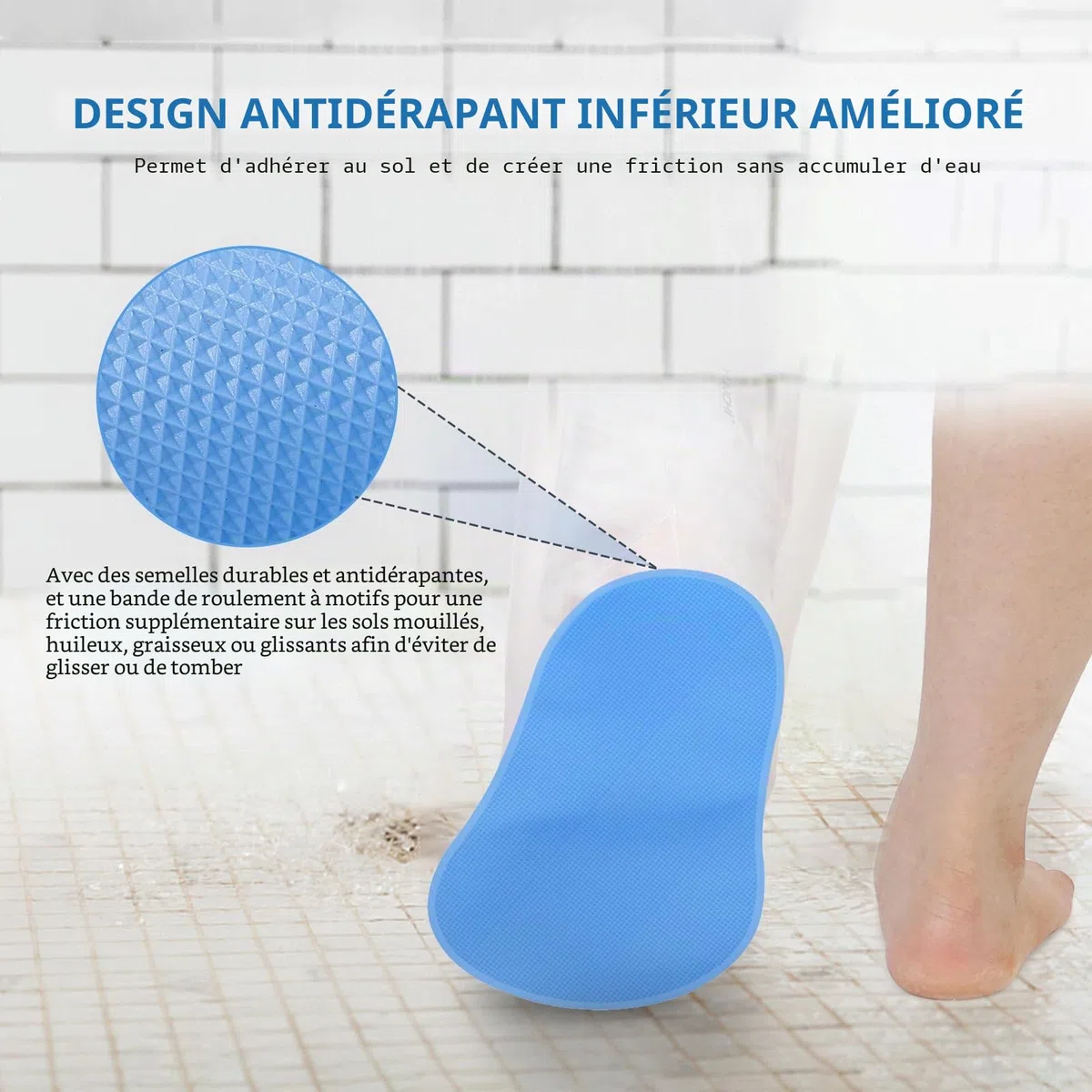 YUNCHI Protection de Douche pour Jambe Longue Adulte Anti-Dérapant XL Protection Étanche Réutilisable pour Orthèse Bloque Fixateur Fessier Genou Bandage (Protège-Jambe Long XL)