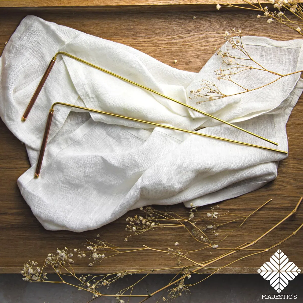 Majestic's Baguettes de Sourcier Professionnelles Manches 100% Cuivre & Pendule Divinatoire Egyptien THOT de Radiesthésie - Baguette de Sourcier x2 - [Garantie à Vie]
