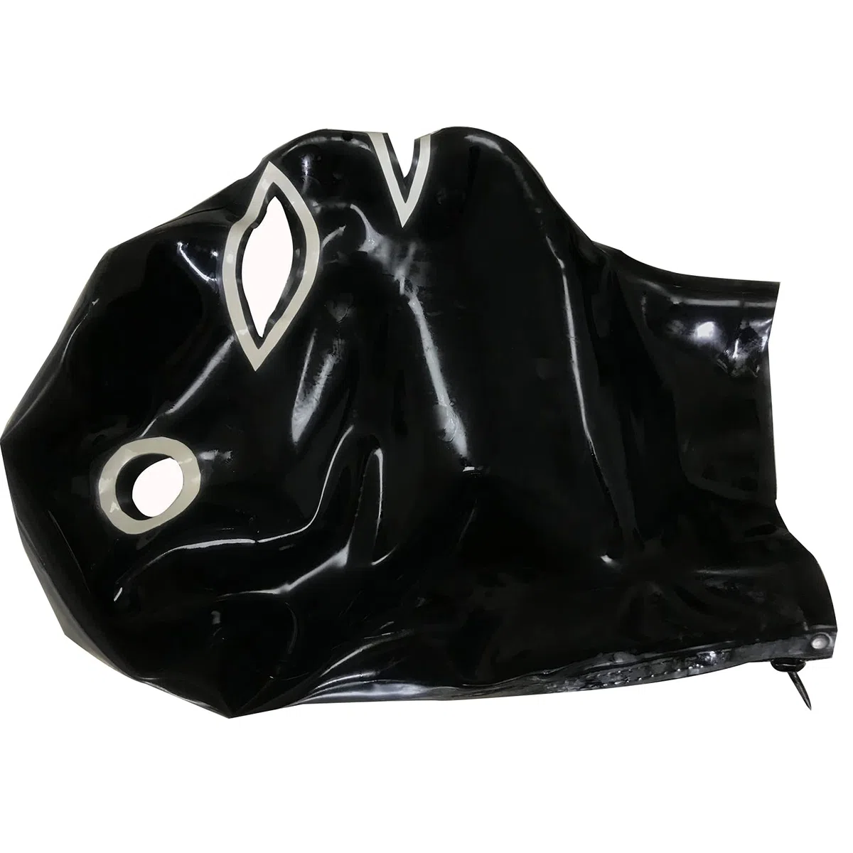 MFMYEE Cagoule en latex, masque SM bondage pour cosplay, masque de fête d'Halloween avec fermeture éclair (perruque non incluse) (M)
