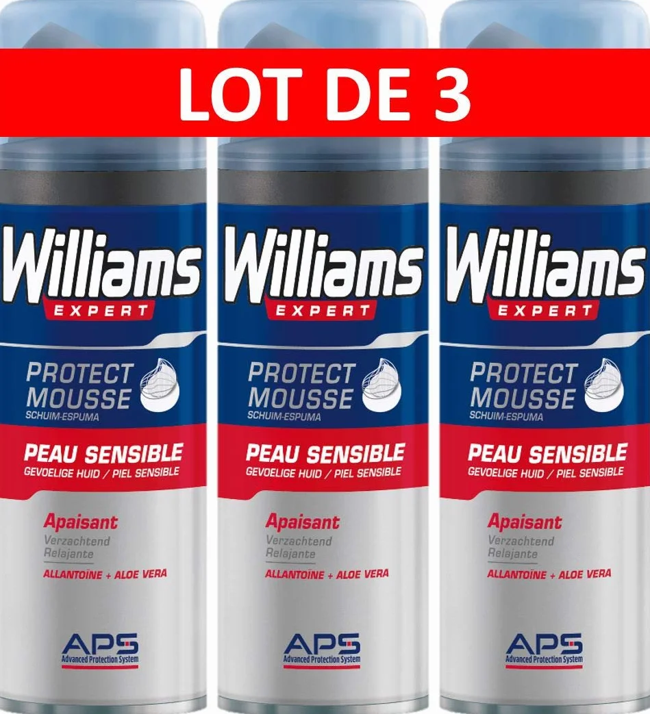 Williams Mousse à Raser Peau Sensible 200ml - Lot de 3