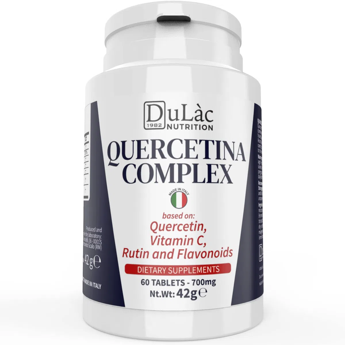 Dulàc - COMPLEXE DE QUERCETIN 60 comprimés 700 mg, contient de la Bromélaïne, de la Vitamine C, des Bioflavinides, un supplément de Quercétine à action Antioxydante, Support et Reconstituante
