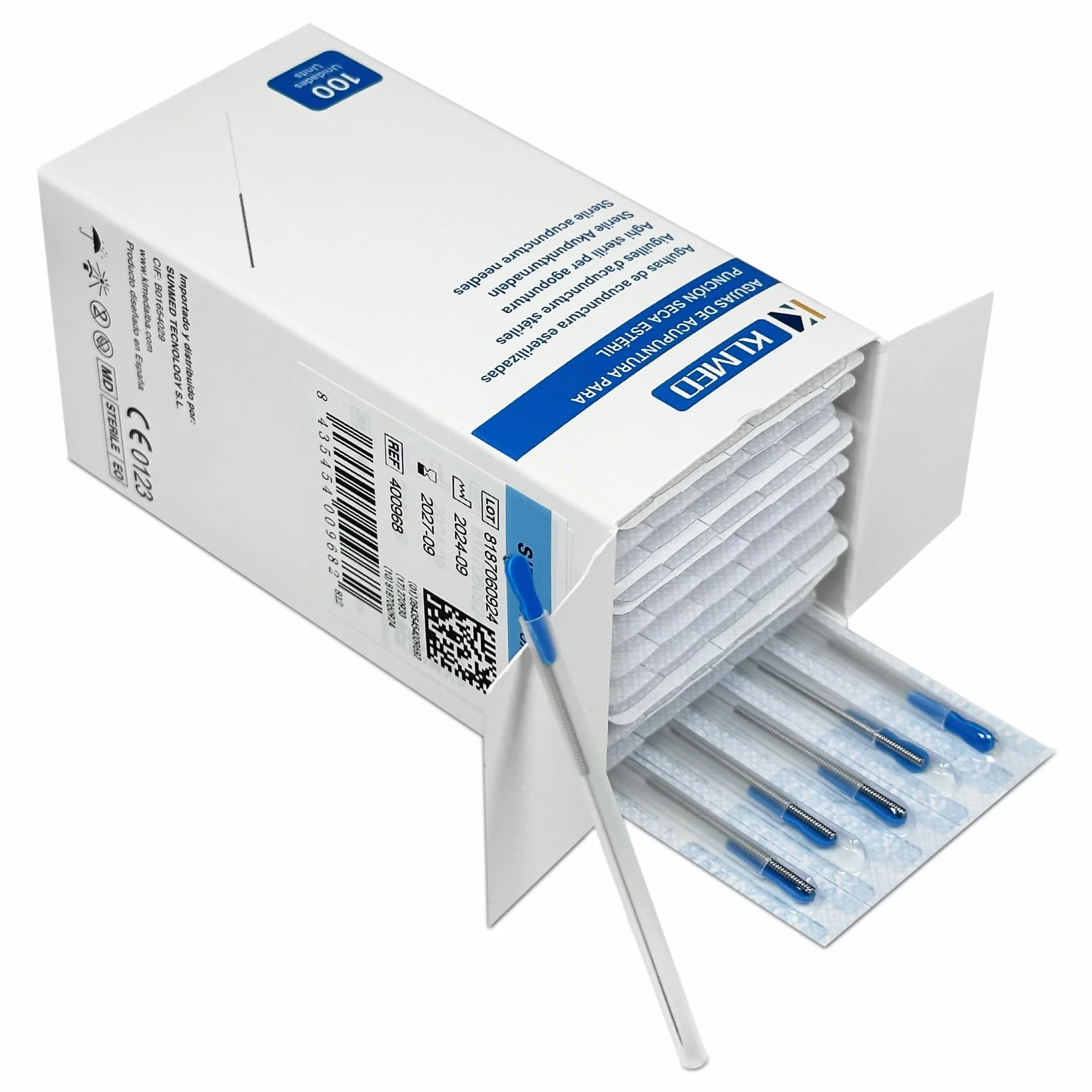 Acupuncture et puncture sèche stérile 0,25x25mm | 300 Unités | Acier inoxydable avec tube guide | Précision et sécurité maximales