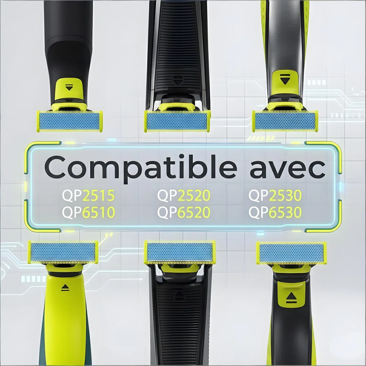 Lot de 2/3/4/6 lames de rechange en acier inoxydable compatibles avec tous les modèles OneBlade -Lames anti-friction (4)