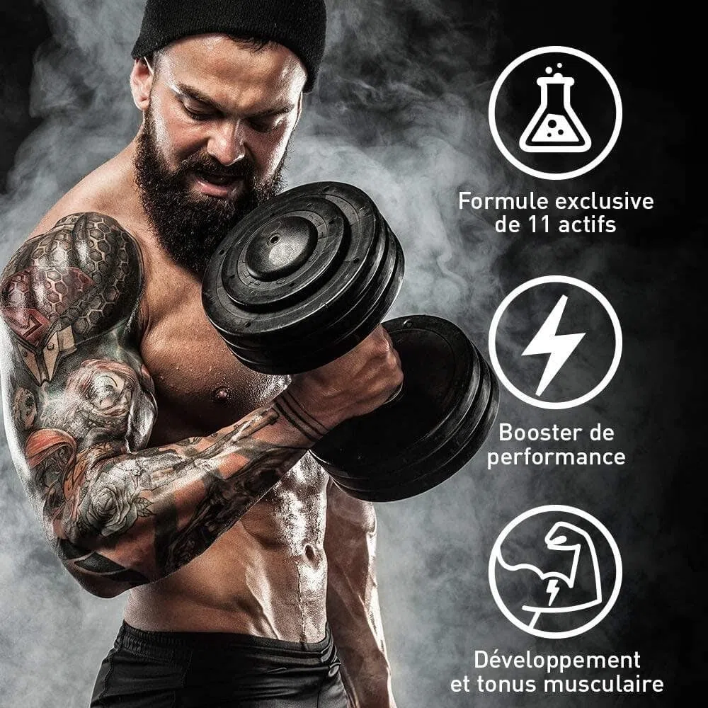 BOOSTER MUSCULATION Turbo Testo Pro Series - Puissance Maximale - Booste les Performances - Puissance, Endurance, Entretien Musculaire, Prise de Masse - Programme 30J - 120 Comprimés - Eric Favre