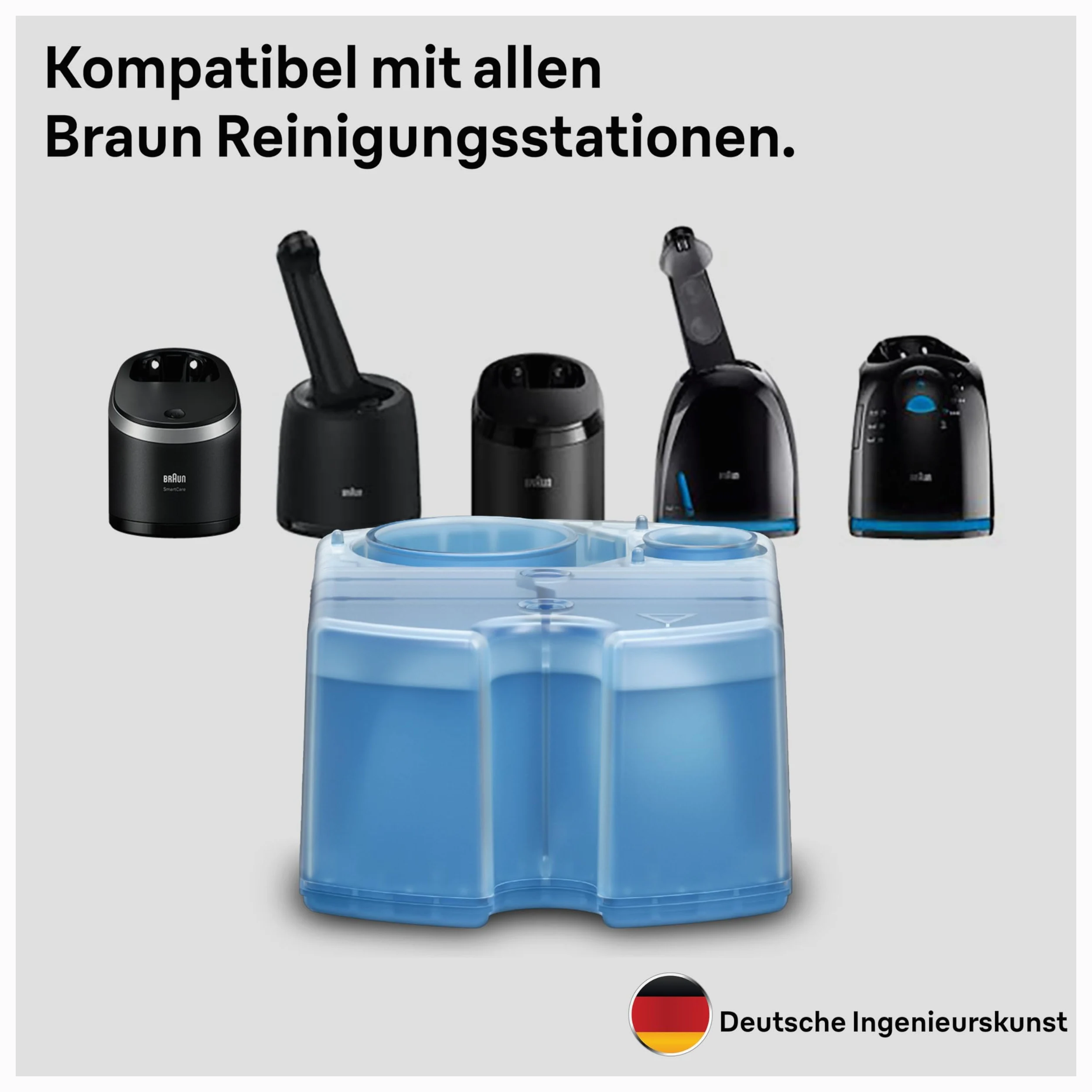 Braun ShaverCare Lot de 12 cartouches de nettoyage 3 en 1 pour station de nettoyage, nettoie le rasoir 10 fois mieux que l'eau, cartouche d'origine, nettoyage hygiénique, élimine les poils et les