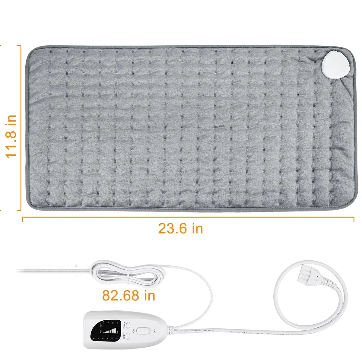 Coussin Chauffant, Coussin Chauffant éLectrique Avec ArrêT Automatique et Coussin Chauffant à 6 Niveaux de TempéRature - Lavable en Machine (Gris Argent, 30x60 cm)