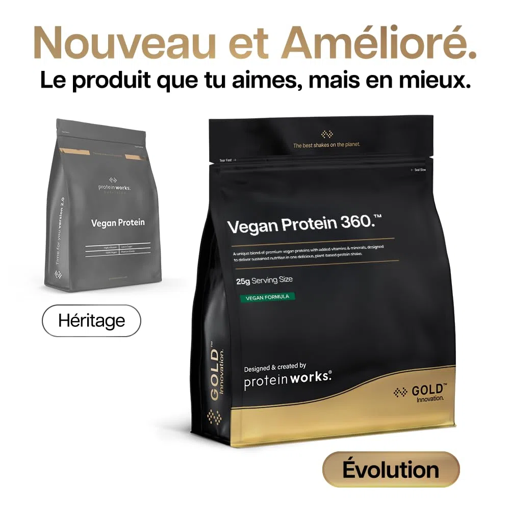 Protein Works | Vegan Protein 360 – GOLD Innovation, Protéine Végane, Mélange Multi-Protéines Premium 100% Végétal, Shake Faible en Gras & Calories, Fraises à la Crème, 66 Portions, 2 kg